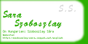 sara szoboszlay business card